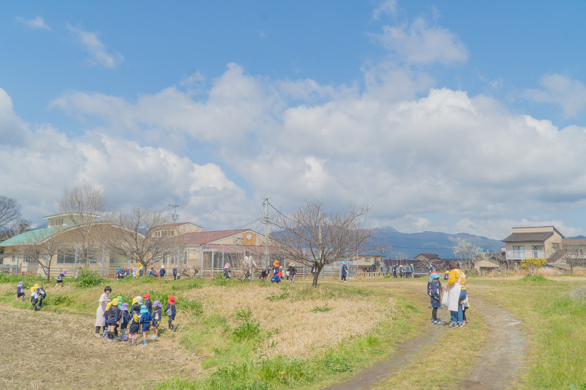 あそびの野原で遊ぶ子どもたち